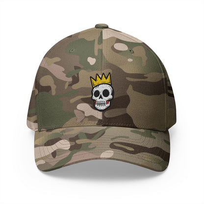 Crowned Skull Embroidered Cap | Structured Closed-Back Hat