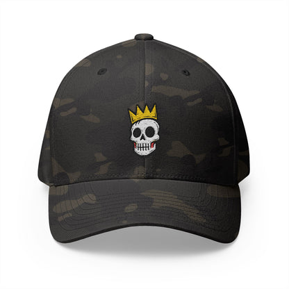 Crowned Skull Embroidered Cap | Structured Closed-Back Hat
