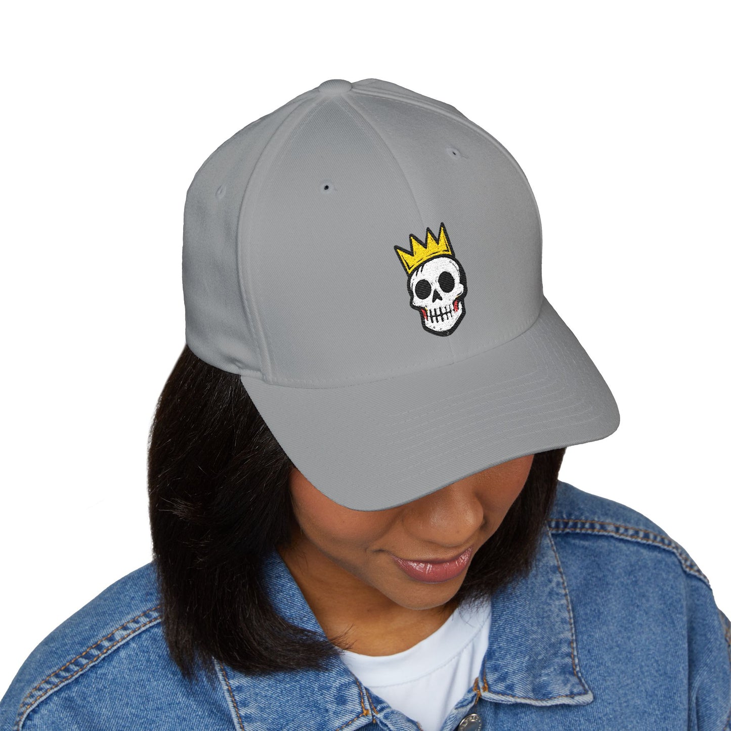 Crowned Skull Embroidered Cap | Structured Closed-Back Hat